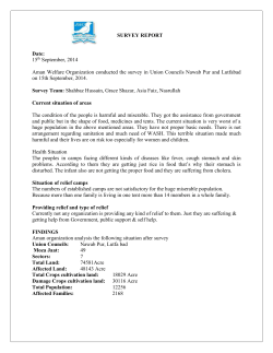 SURVEY REPORT Date: 15th September, 2014 Aman Welfare