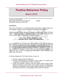 Positive Behaviour Policy - Viscount Beaumont Primary School