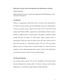 Pilot study: Literacy and the introduction of the adult literacy curricula