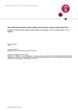 The Relationship between Animal Welfare and Economic Outcome