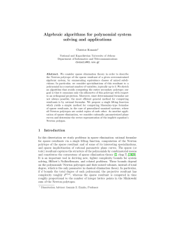 Algebraic algorithms for polynomial system solving and applications