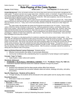 Lessons Two and Three: Role-playing of the Caste System