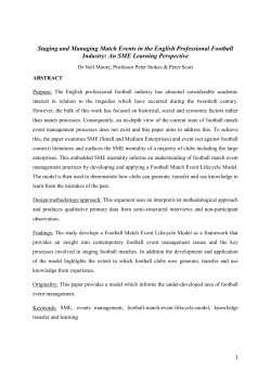 Staging and Managing Match Events in the English