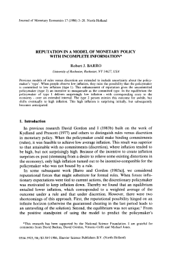 REPUTATION IN A MODEL OF MONETARY POLICY