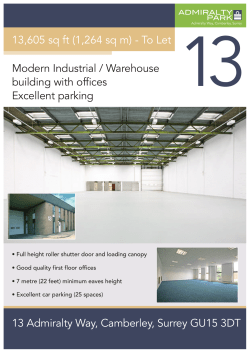 13605 sq ft (1264 sq m) - To Let 13 Admiralty Way