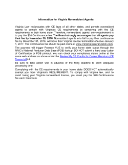 Information for Virginia Nonresident Agents Virginia Law