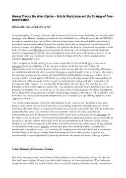 Always Choose the Worst Option - Artistic Resistance and the