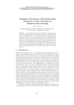 Multilayer Perceptrons with Radial Basis Functions as Value