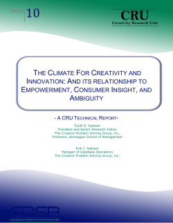 The Climate for Creativity and Innovation: And its Relationship to
