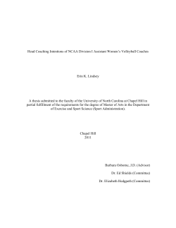 Head Coaching Intentions of NCAA Division I Assistant Women`s