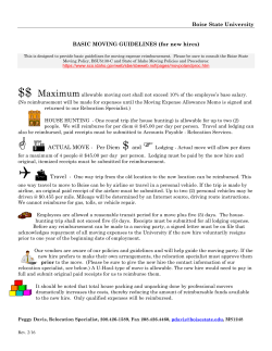 Boise State University BASIC MOVING GUIDELINES (for new hires