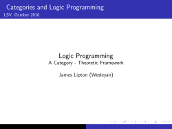 Categories and Logic Programming Logic Programming