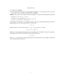 1. (a) Define groups. (2 points) (b) Let G be the group of isometries