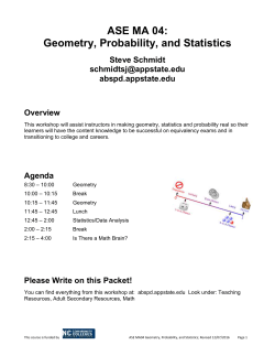 ASE MA 04: Geometry, Probability, and Statistics Steve Schmidt