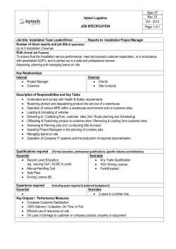 Job title: Installation Team Leader/Driver