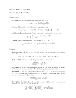 Problem Seminar. Fall 2016. Problem Set 6. Inequalities.