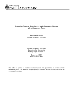 Illustrating Adverse Selection in Health Insurance Markets with a