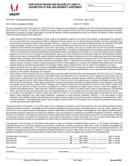 participant waiver and release of liability, assumption of