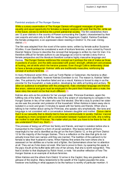 Feminist analysis of The Hunger Games While a cursory
