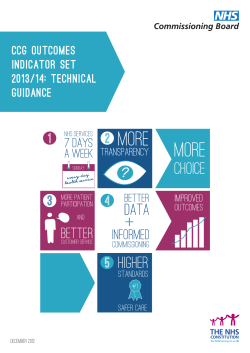 CCG Outcomes Indicator Set 2013/14: Technical Guidance