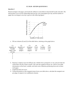 (1) Quantity of Variable Input: Cans of Cola (2) Quantity of Output