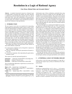 Resolution in a Logic of Rational Agency