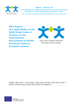 Joint Action WP4 WHO Report