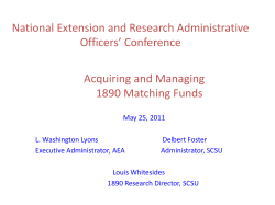 Acquiring and Sustaining Matching Dollars for 1890 Extension and