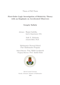 Theses of PhD Thesis First-Order Logic Investigation of Relativity