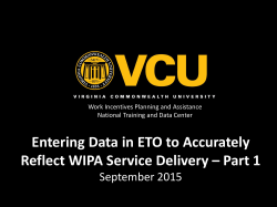 Purposes of ETO Data Entry