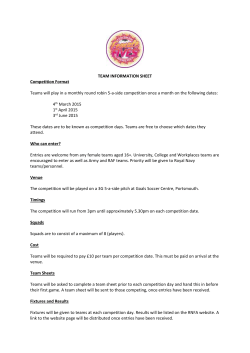 Female Fives Team Information Sheet Portsmouth