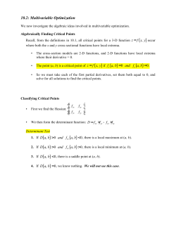 10.2: Multivariable Optimization We now investigate the algebraic