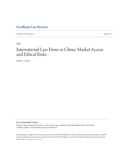 International Law Firms in China: Market Access and Ethical Risks