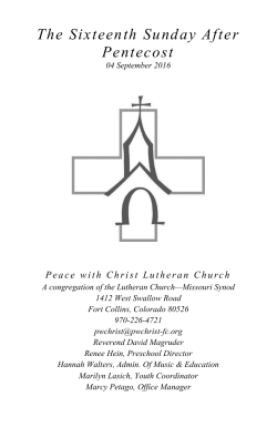 Order of Matins - Peace With Christ Lutheran Church
