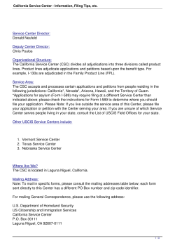 California Service Center - Information, Filing Tips, etc.