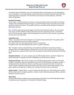 OSC Discipline Policy - Oakville Soccer Club