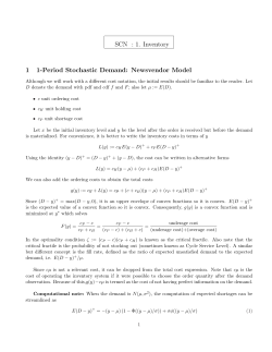 SCN : 1. Inventory 1 1-Period Stochastic Demand: Newsvendor Model