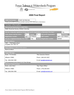 FRASER SALMON AND WATERSHEDS PROGRAM