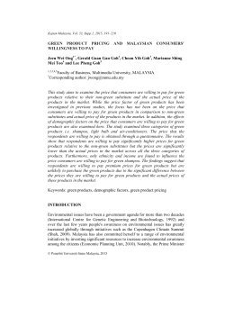 green product pricing and malaysian consumers`willingness