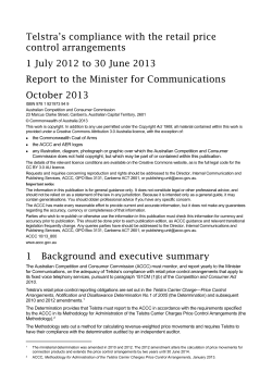 Telstra`s compliance with the retail price control arrangements 1 July