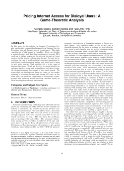 Pricing Internet Access for Disloyal Users: A Game