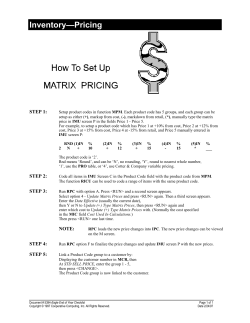 Setting Up the Price Matrix (MPM)