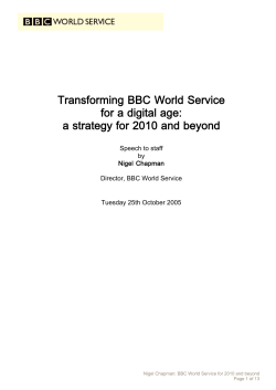Transforming BBC World Service for a digital age: a strategy for