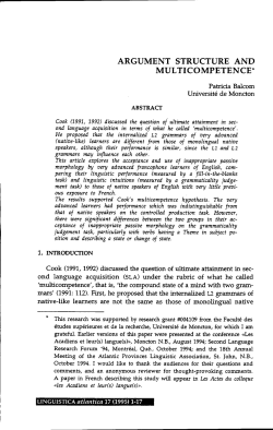 ARGUMENT STRUCTURE AND MUL TICOMPETENCE"