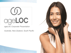 ageLOC Corporate Presentation Australia, New Zealand
