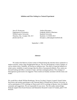 Inflation and Price Setting in a Natural Experiment Jerzy D