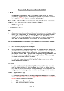 Proposed rule changes/amendments for 2017/18 2.1 (d) (iii) Any