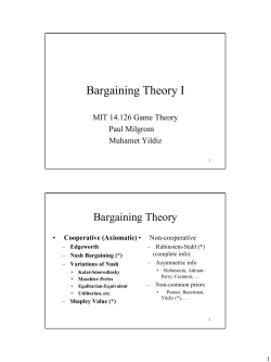 Bargaining Theory I