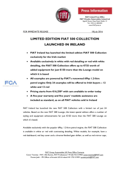 For immediate release - Fiat Group Automobiles Ireland