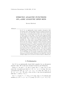 STRICTLY ANALYTIC FUNCTIONS ON p